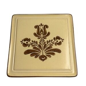 VTG Pfaltzgraff Village Square Trivet Brown Cottagecore Floral Ceramic Tile #615